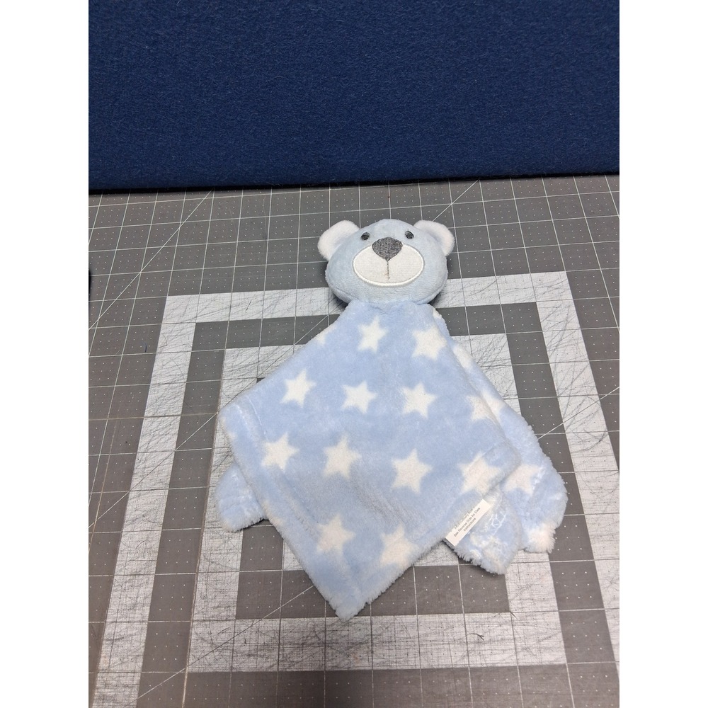 Gentle Steps Bear Security Blanket Blue White‎ Star Plush Lovey 11x11